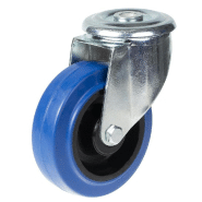 Roulette pivotante de 100 mm avec caoutchouc élastique bleu sur roue centrale en nylon Roulette pivotante de 100 mm avec caoutchouc élastique bleu sur roue centrale en nylon