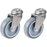 Roulette 75mm 3" en acier inoxydable caoutchouc gris, pivotante, 120kg, jeu de 2 Roulette 75mm 3" en acier inoxydable caoutchouc gris, pivotante, 120kg, jeu de 2