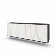 AQA Design Buffet VENBRUK 3 portes en mélamine pierre noire/marbre calacatta L.177 P.41 H.74 MP07021 - multicolore Bois manufacturé MP07021