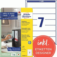 Avery Zweckform Avery-Zweckform Etiquette pour classeur L4760REV-10 38 x 192 mm papier blanc décollable 70 pc(s) - blanc L4760REV-10