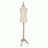 Buste enfant couture 3/5 ans écru - Réglable sur pied bois - Hauteur ajustable, stabilité professionnelle