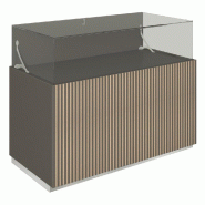 Comptoir vitrine fond bois Vertigo T01 MDF naturel et anthracite 120x60x93cm