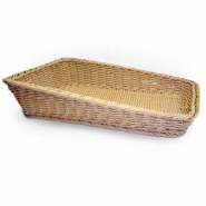Corbeille rectangulaire inclinée effet osier PP beige 45x30x4/10cm