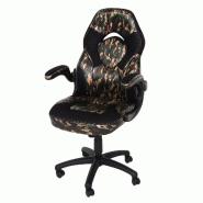 Décoshop26 - Chaise de bureau pivotante accoudoirs rabattables en PVC couleur camouflage noir 04_0006225 - noir 3000261657200