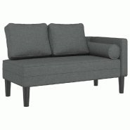 Décoshop26 - Méridienne chaise longue canapé pour intérieur avec coussins en tissu gris foncé DEC026078 - gris 3000255609635