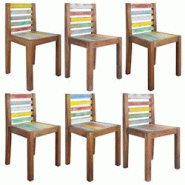 Décoshop26 - Set de 6 chaises de salle à manger bois de récupération solide multicolore DEC025679 - 3000255381500 Décoshop26 - Set de 6 chaises de salle à manger bois de récupération solide multicolore DEC025679 - 3000255381500