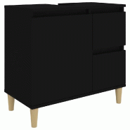 Helloshop26 - Armoire de salle de bain noir 65 x 33 x 60 cm design moderne avec rangement flexible en bois d'ingénierie noir 02_0048411 - noir Bois m
