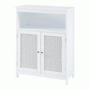 Helloshop26 - Armoire étagère meuble de rangement 80 x 60 x 28 cm basse meuble de rangement de salle de bain avec 2 portes MDF PVC 03_0008861 - 3000