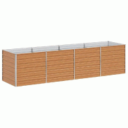 Helloshop26 - Jardinière surélevée design industriel chic extérieur 320 x 80 x 77 cm avec drainage facile en acier galvanisé marron 02_0059025 -