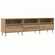 Helloshop26 - Meuble TV chêne artisanal rangement spacieux 150 x 30 x 44 cm style moderne en bois d'ingénierie chêne 02_0051067 - Bois massif 30002