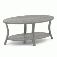 Helloshop26 - Table basse ovale 111 x 60,5 x 47 cm avec rangement pratique et ambiance rustique en bois d'hévéa gris 20_0013793 - 3000227932402