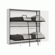 Itamoby Lit double Kando Frêne Blanc composition H avec matelas - blanc VE90DOPKCOMHM-BF