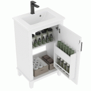 Merax meuble sous-vasque 51x34x83cm, meuble de salle de bain sur pied avec lavabo en céramique, étagère de porte, étagère réglable, blanc - blan