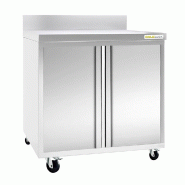 Meuble bas inox 800x700 mm adossée sur roulettes PREMIUM - GOLDINOX - gris inox 3701770809295