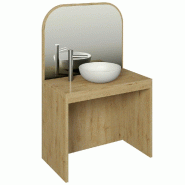 Meuble lavabo 90x50x142cm avec miroir et robinet - chêne clair
