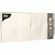 Papstar 250 serviettes, 2 plis, pliage 1/8, 40 cm x 40 cm, blanches - blanc papier 88794