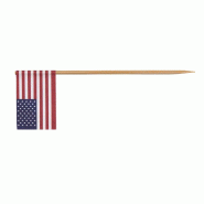 Pique drapeau USA papier et bambou couleur naturelle 8cm - par 2000