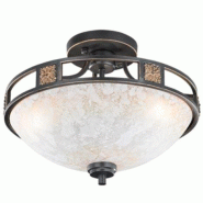 Plafonnier 3x E27, max. 60W, verre albâtre, métal finition rouille, Ø42 cm - Trio - Quinta - beige 4017807211788_0