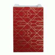 Pochettes cadeaux "Graphique" rouge 12+4,5x20cm - par 50