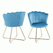 SalesFever Chaise coque en velours | Ensemble de 2 | Pieds chromés couleur or | L 69,5 x P 66 x H 85 cm | bleu - multicolore multi-matériau 369265 SalesFever Chaise coque en velours | Ensemble de 2 | Pieds chromés couleur or | L 69,5 x P 66 x H 85 cm | bleu - multicolore multi-matériau 369265
