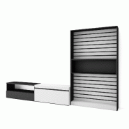 SKRAUT HOME Ensemble Meuble TV, 310x186x35cm, Pour les TV jusqu'à 80", Salon Complet, Blanc et noir - blanc Bois manufacturé 98_53