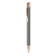 Stylo à bille en aluminium recyclé - finition caoutchoutée et détails rose doré - spécial gravure laser miroir Stylo à bille en aluminium recyclé - finition caoutchoutée et détails rose doré - spécial gravure laser miroir