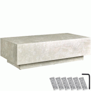 TecTake GmbH tectake Table basse LASLEY avec pied - Aspect travertin, 120 x 60 x 35 cm - 406026 - gris Bois manufacturé 406026