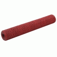 Vidaxl grillage acier avec revêtement en pvc 25x1 m rouge 143305