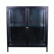 Vitrine basse en métal Black Reflexion 1 tablette verre 80x40x90 cm