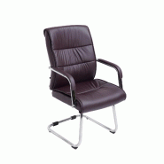 Décoshop26 - Fauteuil de bureau visiteur avec accoudoirs ergonomique en similicuir marron structure en métal chromé 10_0007750 - marron métal 3000