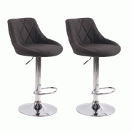 Décoshop26 - Lot de 2 tabourets de bar siège pivotant sur 360° en tissu gris foncé et métal chromé 10_0004272 - gris 3000252017754