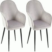 Décoshop26 - Set de 2 chaises de salle à manger dossier arrondis avec accoudoirs en velours gris 10_0001529 - gris 3000250524117