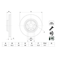 Disque de frein ventilé Bosch 0986479F15 - Avant - Boîte de 1 disque Disque de frein ventilé Bosch 0986479F15 - Avant - Boîte de 1 disque