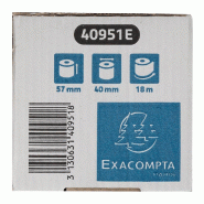 Exacompta Lot de 120 Bobine papier thermique sans Phénol pour TPE, Safe Contact - larg. 57mm / diam. 40mm - papier 40951E