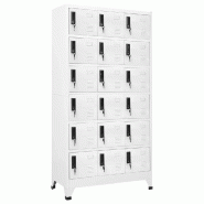 Helloshop26 - Armoire à casiers moderne avec 18 portes verrouillables bureau 90 x 40 x 180 cm en acier blanc 02_0047039 - blanc acier 3000234561541