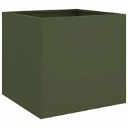 Helloshop26 - Jardinière bac lit surélevé plantes fleurs terrasse jardin olive 42 x 40 x 39 cm acier vert 02_0038699 - 3000217929542