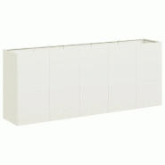 Helloshop26 - Jardinière blanche moderne pour jardin balcon 200 x 40 x 80 cm stable décorative en acier laminé à froid blanc 02_0051512 - blanc ac