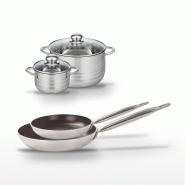 Lot 2 Poêles 24/28cm et 2 Faitouts 14/24cm Elo Bistro Line - gris 3176239985467