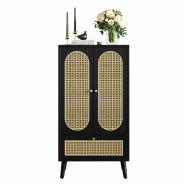 Merax Buffet compact en rotin design noir, meuble de salle à manger, bibliothèque - noir multi-matériau WF316082BAA