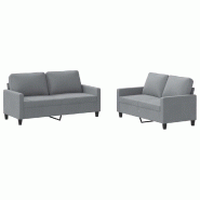 VidaXL Ensemble de canapés 2 pcs avec coussins Gris clair Tissu Modèle Parfait Élite - 3201444