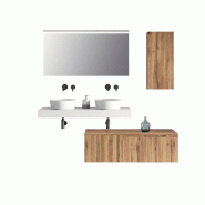 AQA Design Composition de salle de bain en MDF 6 pièces blanc/chêne VENERE L.180 P.45 H.190 MPVE21-O1-QUE - multicolore Bois manufacturé MPVE21-O1-QUE