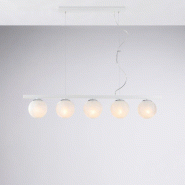 Bonetti Illumina Adrian Suspension en fer laqué blanc et chrome 5 lumières L.101x14 BL278-5-BCO - gris 8050713218942