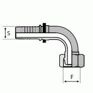 Cône 24° - Femelle - 90° (DKF90) - 4 , 1/4" , 6.35 , m20x150