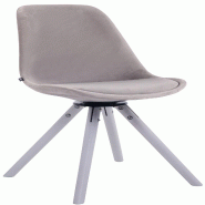 Décoshop26 - Chaise de salle à manger x1 chaise visiteur assise pivotant à 360° en velours gris piètement en bois ronde blanc 10_0007721 - blanc
