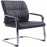 Décoshop26 - Fauteuil de bureau sans roulettes chaise visiteur sans roulettes jusqu'à 260kg en PVC marron 10_0002774 - marron 3000251204636