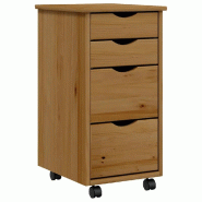 Helloshop26 - Armoire roulante avec tiroirs pratique espace de stockage 34 x 39 x 65,5 cm en bois de pin marron miel 02_0047171 - marron Bois massif 3