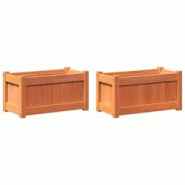 Helloshop26 - Jardinière bac lit surélevé plantes fleurs jardin terrasses lot de 2 cire bois de pin massif marron 02_0039063 - 3000218009175 Helloshop26 - Jardinière bac lit surélevé plantes fleurs jardin terrasses lot de 2 cire bois de pin massif marron 02_0039063 - 3000218009175