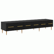 Helloshop26 - Meuble TV rectangulaire moderne avec rangement finition élégante 150 x 36 x 30 cm en bois d'ingénierie noir 02_0052771 - noir Bois ma