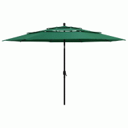 Helloshop26 - Parasol mobilier de jardin à 3 niveau x avec mât en aluminium 3,5 m vert 02_0008783 - 3000470547767