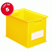 Lot de 5 caisses plastiques cp 40.5 litres jaunes_0
